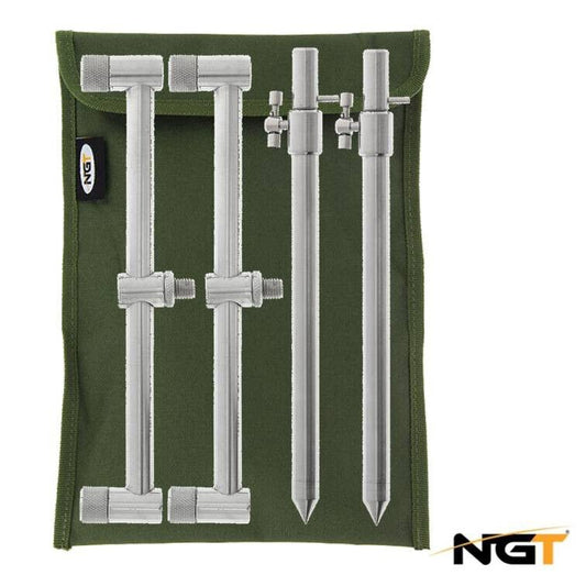 NGT Buzz Bar 2 Rod Set Bank Sticks Stainless Steel Carp Fishing with Case - NGT Tackle Shop