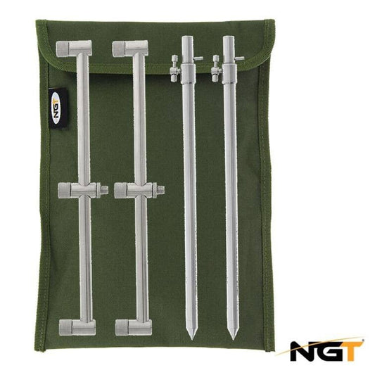 NGT Buzz Bar Set 3 Rod Bank Sticks Carp Fishing Stainless Steel with Case - NGT Tackle Shop