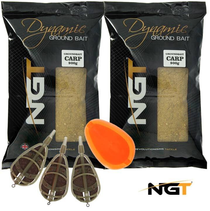 NGT Carp Fishing Ground Bait & In-Line Method Feeder Set