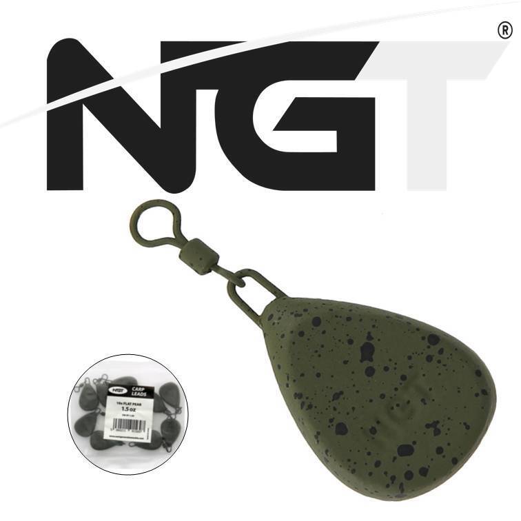 NGT Carp Fishing Leads Flat Pear with Swivel - NGT Tackle Shop